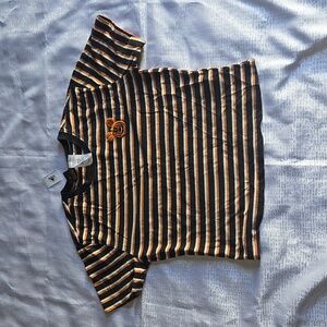 Disney Parks Halloween T Shirt 2024 Mickey Striped Large Tee Embroidered Short